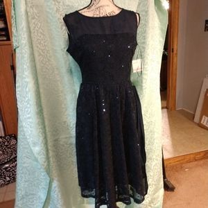 J. Taylor Dark  Blue Lace Dress